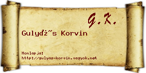 Gulyás Korvin névjegykártya